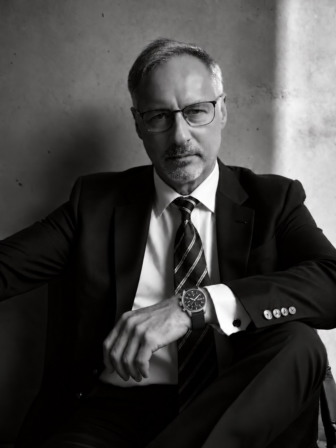 Portrait en noir et blanc de Frédéric Bouzy